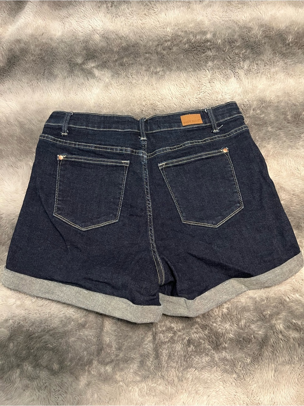 Judy Blue Dark Blue Rolled Cuff Denim Shorts - Picture 2 of 3